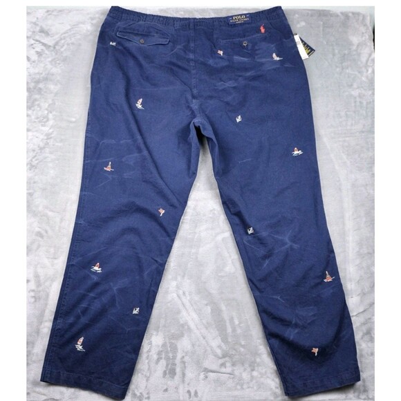 New Polo Ralph Lauren Men’s Pants  Size 2XB Elastic Waist Classic Fit Sailboats - Picture 8 of 12